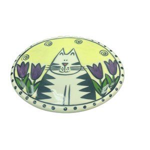 Catfish Moon Studio Pottery Ceramic Cat Tulip Centerpiece 7” Platter Canada
